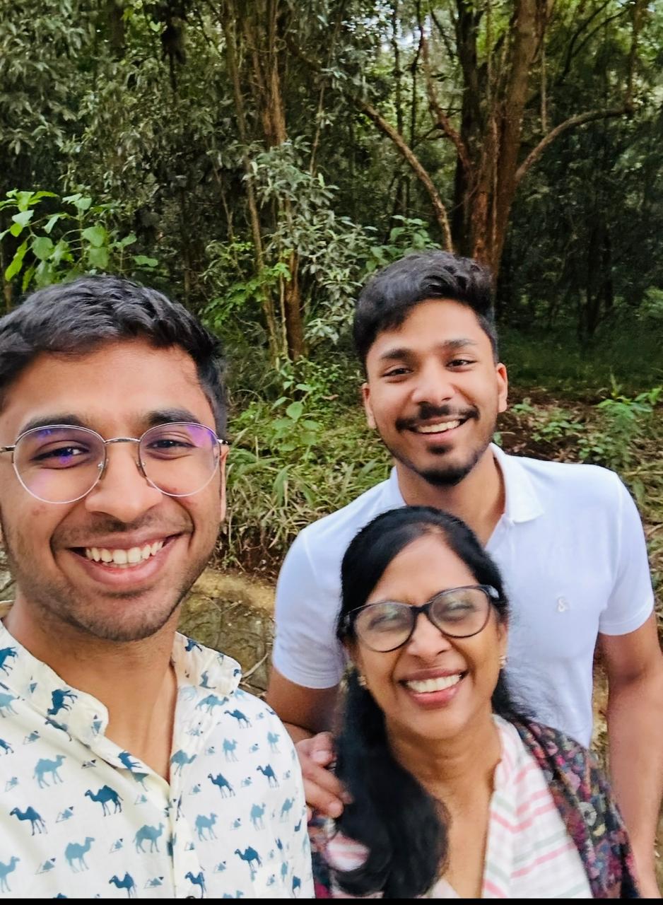 Rekha with her two sons in Coorg